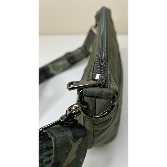 Lug Flare RFID Crossbody Military Green Polyester Zip Top Muti Pocket Medium Bag - Picture 4 of 7